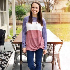 Knotted Color Block Top